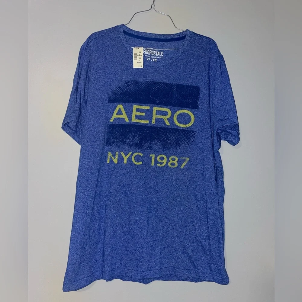🐟NWT Aeropostale Blue Graphic T-Shirt - Picture 1 of 4